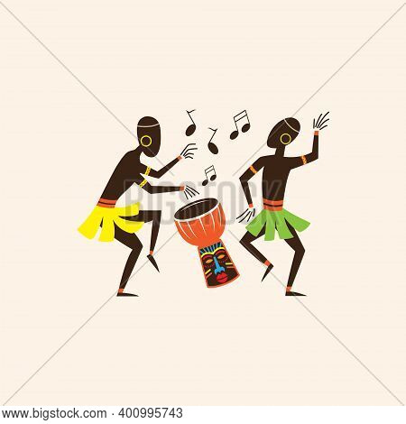 Illustration Depicting Dance Music From Ethnic Groups In Africa