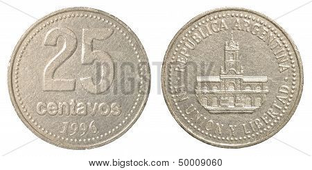 25 Argentinian Peso Centavos Coin