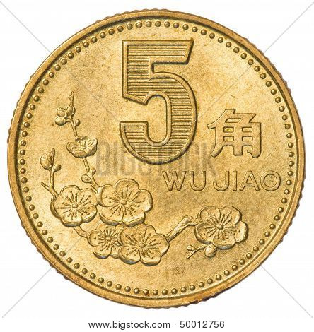 five Chinese jiao coin
