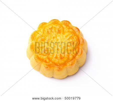 Single mooncake isolated on white