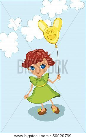 Cute girl holding balloon