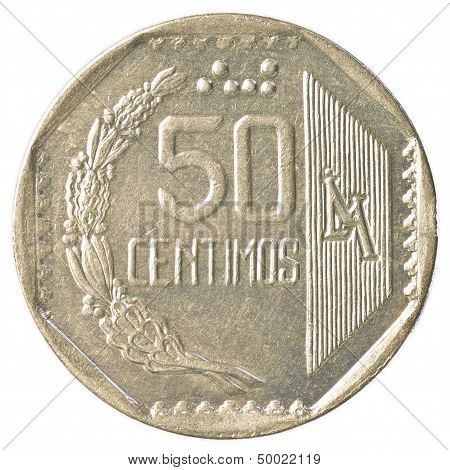 50 Peruvian Nuevo Sol Centimos Coin