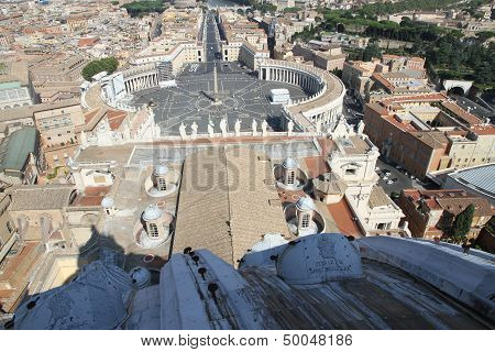 Panoramic View Of The City Of Rome From Above The Dome Of The Church Of San Pietro 2