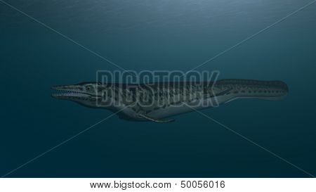 mosasaur in ocean depth