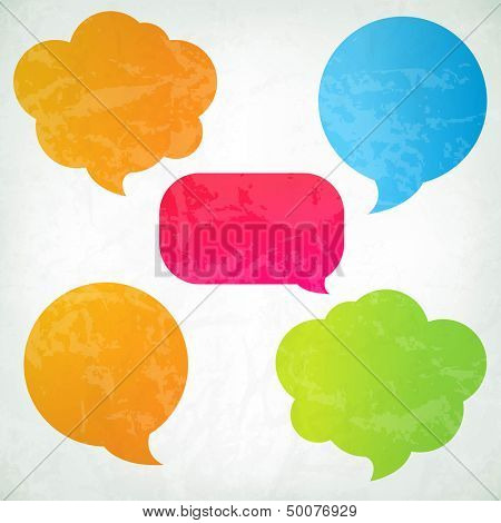 Colorful Vintage Speech Bubbles With Gradient Mesh, Vector Illustration