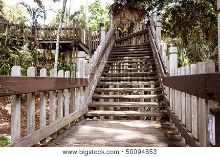 Wooden walkway stairs