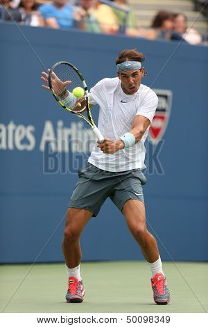 Twelve times Grand Slam champion Rafael Nadal during his first round match at US Open 2013