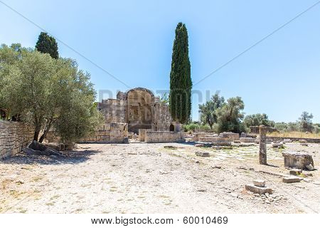 Monastery (friary) In Messara Valley At Crete Island In Greece. Messara - Is  Largest Plain In Crete