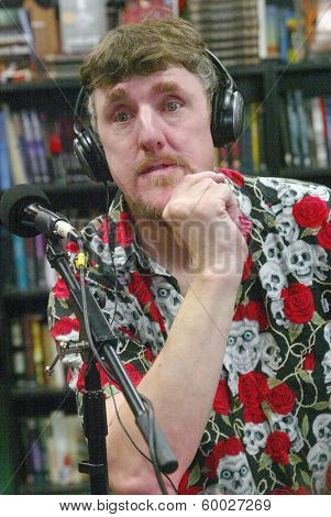 BURBANK, CA - FEBRUARY 16: Pat Jankiewicz participates in The IntelleXual podcast prior to the Chastity Bites DVD signing at Dark Delicacies in Burbank, CA on Feb. 16, 2014. 