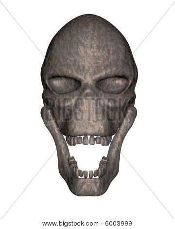Zrezivělé kovové alien lebka - pohled zepředu