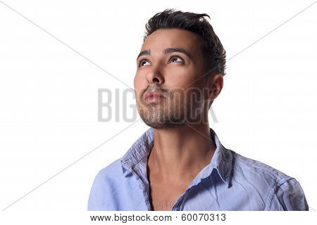 portrait of a handsome man smiling isolated on white background