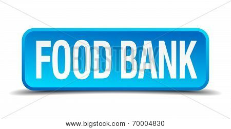 Food Bank Blue 3D Realistic Square Isolated Button