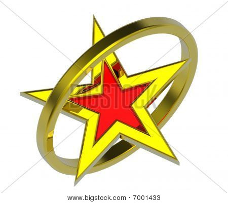 Estrella de oro en un círculo de oro