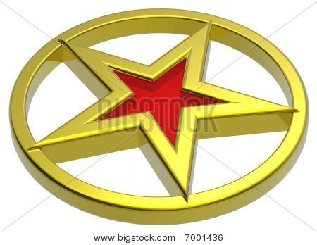 Estrella de oro en un círculo de oro