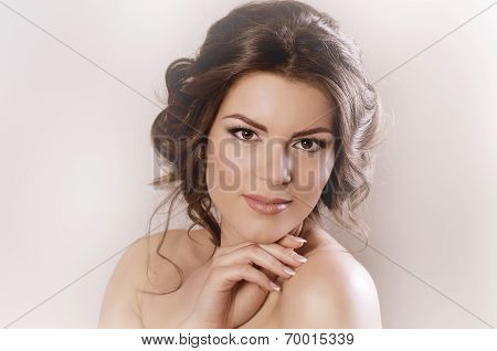 Portrait of beautiful young woman with makeup