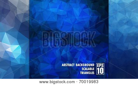 Abstract geometric background of triangles in blue colors.