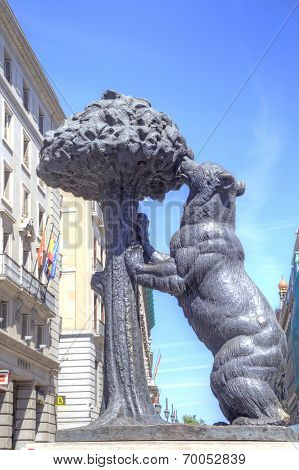 Madrid. Sculpture And Coat Of Arms Of The Bear And The Strawberry Tree (arbutus)