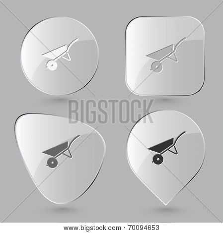 Wheelbarrow. Glass buttons. Vector illustration.