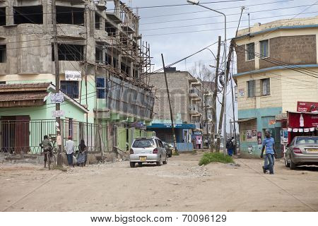 NAIROBI, KENYA-DECEMBER 1: People go about their business in one of the poorer sections of Nairobi, Kenya on December 1, 2010.