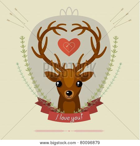 Greeting card with deer