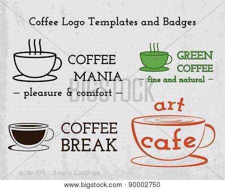 Set of Coffee cafe icons logo and business cards design.  For restuarant, cafe, shop. Branding