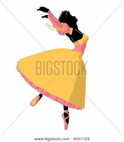 Silhueta de ilustração de bailarina afro-americano