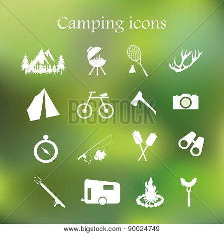 Camping icon set vector