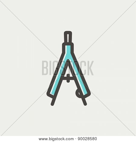 Compasses icon thin line for web and mobile, modern minimalistic flat design. Vector icon with dark grey outline and offset colour on light grey background.