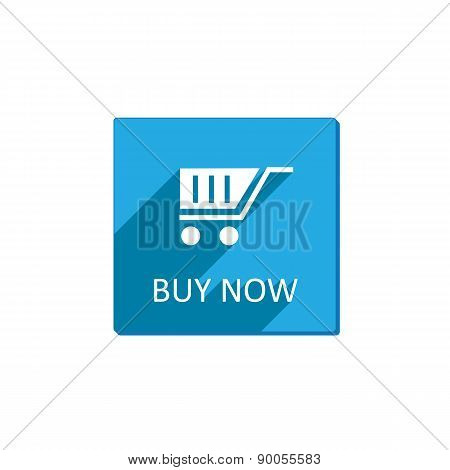 Shopping Cart Flat Blue Icon With Long Shadow