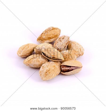 The Pistachio nuts isolated on white background