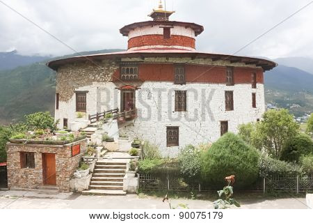 Beautiful ancient temple in Bhutan with beautiful scenery.