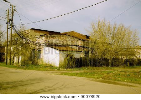 Destroyed building power plant in the Russian province