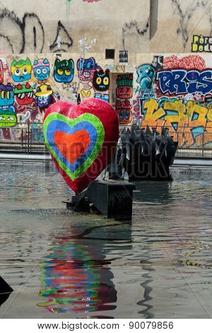 Stravinsky Fountain in Paris near the Arts Centre Pompidou