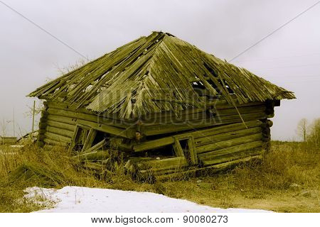 Retro devastation of the village as an example abandoned wood