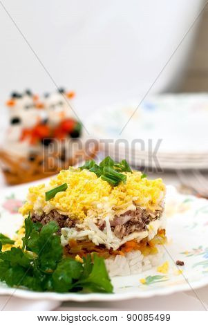 Traditional Russian Salad Mimosa
