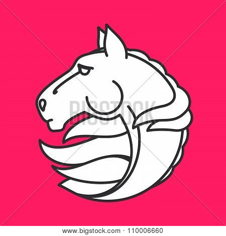 Horse Head Vector Logo. Line Art Style.