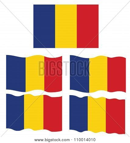 Flat And Waving Flag Of Romania