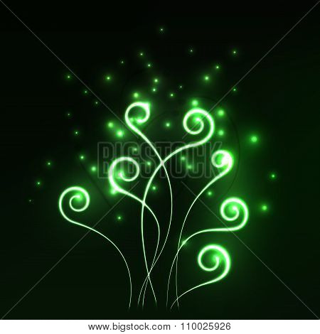 Green magic light fern greenery abstract background