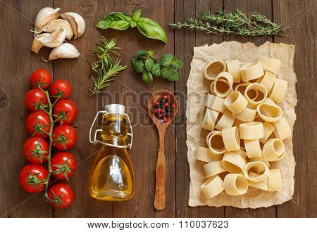 Italian Pasta, Vegetables,  Herbs And Olive Oil