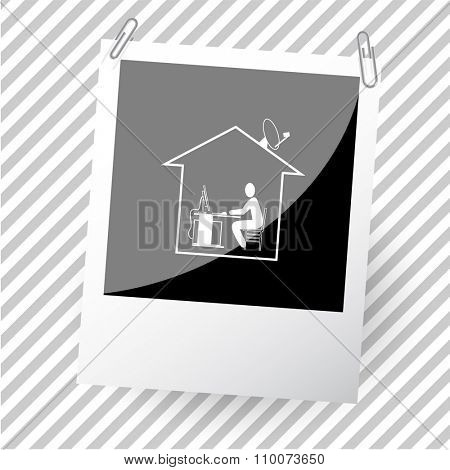 home work. Photoframe. Raster icon.