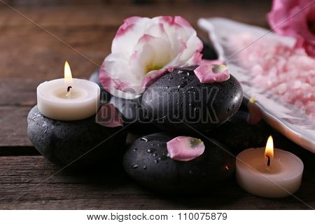 Beautiful relaxing composition  on wooden background