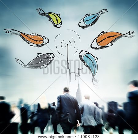 Fishing Phishing Lure Bait Trapped Scam Concept
