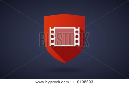 Long Shadow Shield Icon With A Film Photogram