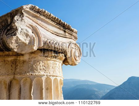 capital of Ionian order column in Ancient Delphi