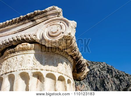 capital of Ionian order column in Ancient Delphi