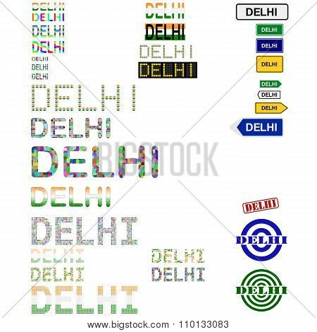 Delhi text design set