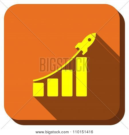 Stratup Sales Bar Chart Longshadow Icon