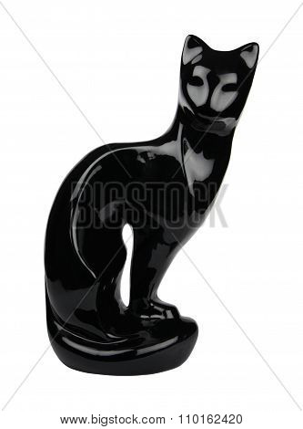 Stylish Porceline Black Cat Figurine On White