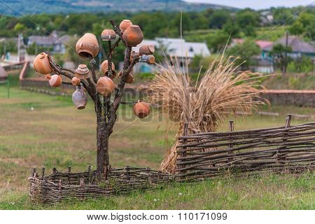 Clay pitchers.