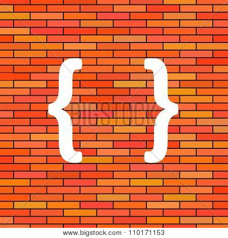 White Curly Bracket Icon